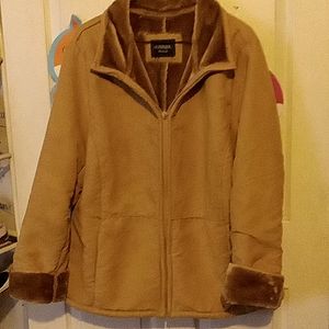 Suede & Faux Shearling Leather Coat